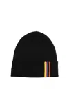 Paul Smith Stripe-detail Wool Beanie In Black