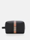 Paul Smith 'sgnature Stripe' Leather Wash Bag In Black