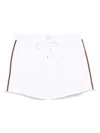 Paul Smith Mare Bianco Swim Shorts With Drawstring Waist And Side Stripes In White