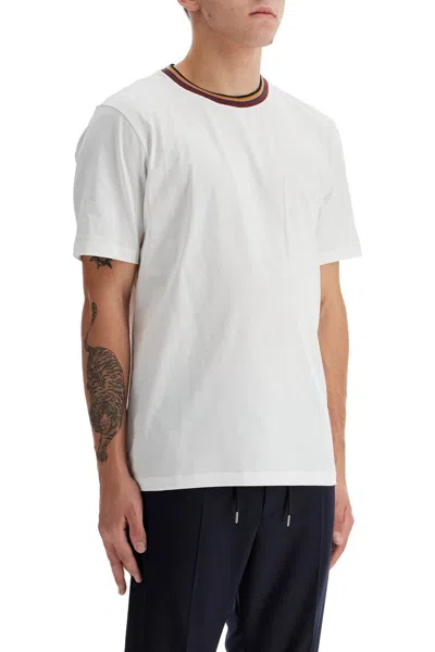 Paul Smith Mens Emerald Striped-trim Regular-fit Cotton-jersey T-shirt In White