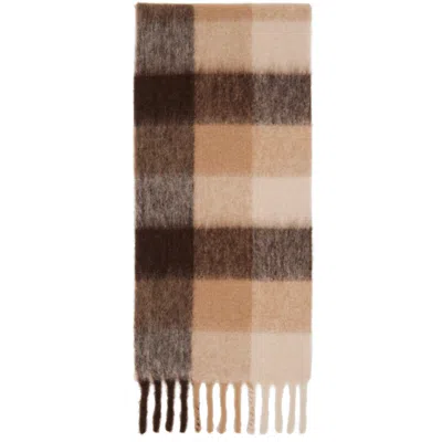 Paul Smith Tan And Black Brushed Check Scarf In Multi