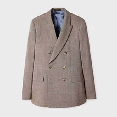 Paul Smith Beige Flecked Wool-viscose Double-breasted Blazer Brown