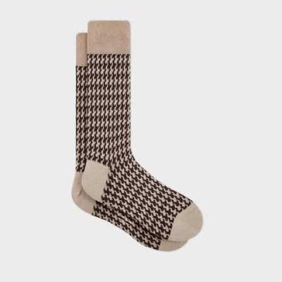 Paul Smith Beige Houndstooth Socks Brown