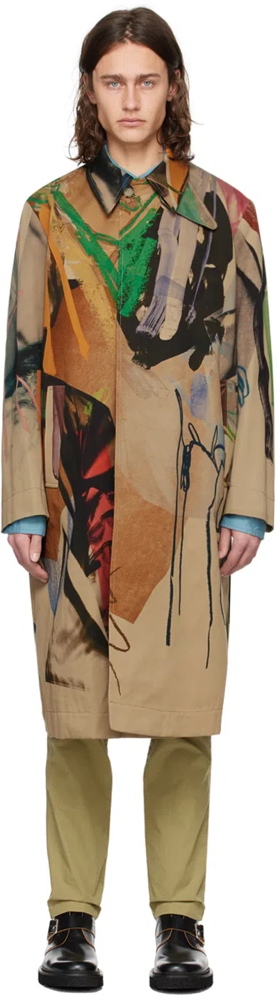 Paul Smith Beige Life Drawing Coat In 92 Multicolour