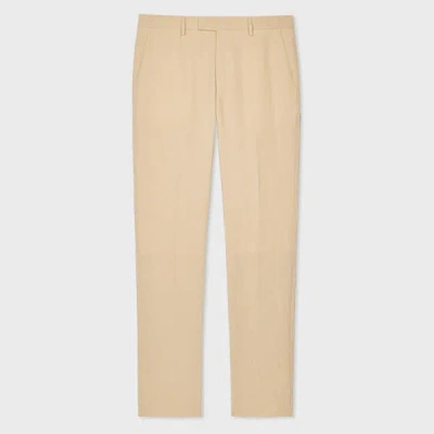 PAUL SMITH BEIGE LINEN TAPERED-FIT TROUSERS WHITE