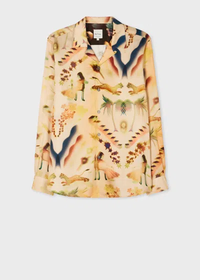 Paul Smith Beige 'lumiere' Print Lyocell Shirt Brown