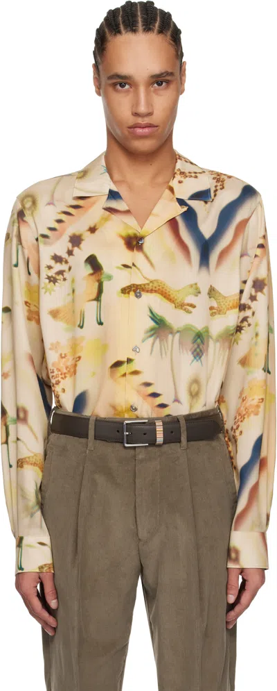 Paul Smith Beige Lumiere Print Shirt In 60 Brown