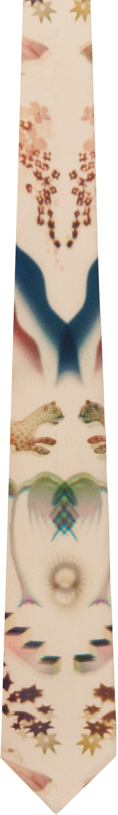 Paul Smith Beige Lumiere Print Tie In 60 Brown