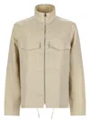 Paul Smith Beige Solid Mock Collar Jacket In Neutral