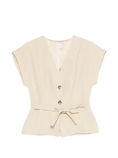 Paul Smith Belted V-neck Top In Neutral
