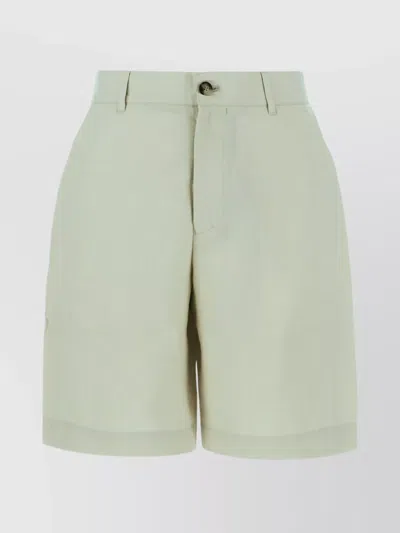 Paul Smith Bermuda Linen Shorts Back Pockets In Gray