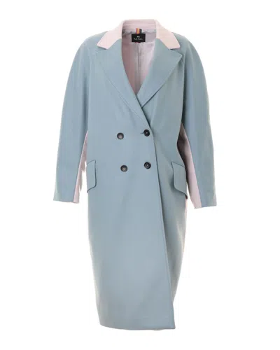 Paul Smith Bicolor Long Coat With Tailored Collar In Gray