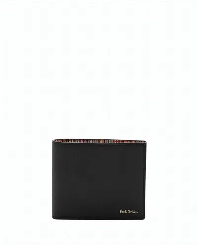 Paul Smith Bifold Wallet In Smooth Cowhide Leather In Black