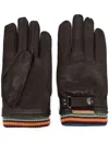 Paul Smith Big Stripe Cuff Gloves In Brown