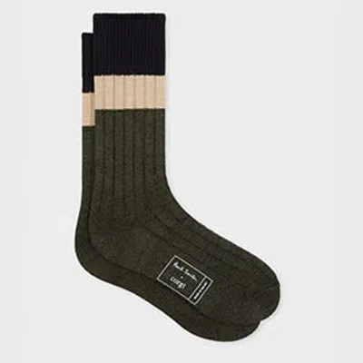 Paul Smith Black And Green Cotton Socks In Gray