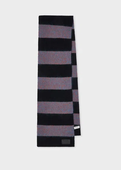 Paul Smith Black And Grey Chunky Stripe Lambswool-mohair Blend Scarf