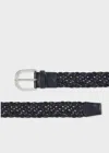 Paul Smith Black And Navy Leather Mixed Weave Belt In Black
