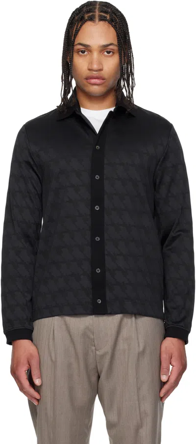 Paul Smith Long-sleeved Jacquard Shirt In Black