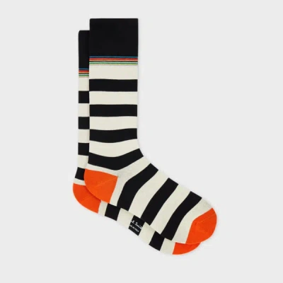 Paul Smith Black And White Block 'signature Stripe' Socks