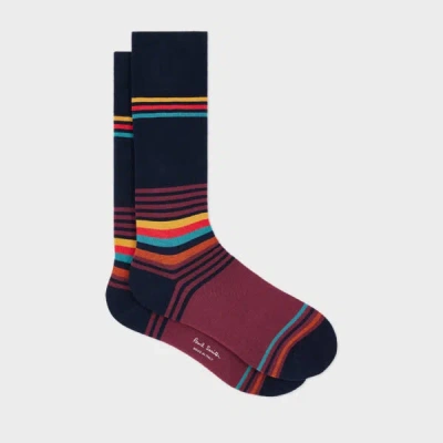 Paul Smith Black 'artist Stripe' Cotton-blend Socks Blue