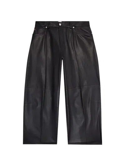 Paul Smith Black Barrel-leg Leather Trousers
