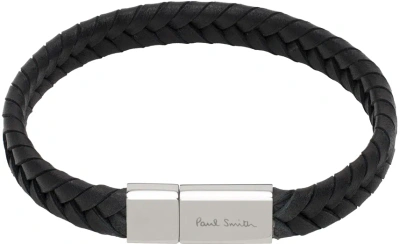 Paul Smith Black Braided Leather Bracelet In 79 Blacks