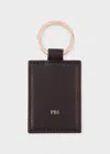 Paul Smith Black Calf Leather Monogrammed Keyring In Black