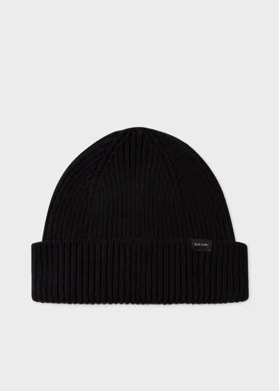 Paul Smith Black Cashmere-blend Beanie Hat