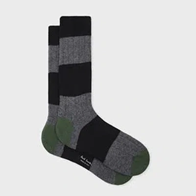 Paul Smith Black Cashmere Stripe Socks In Multi
