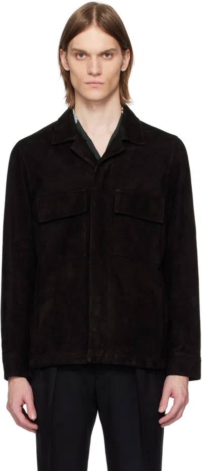 Paul Smith Black Casual-fit Suede Jacket In 79 Black