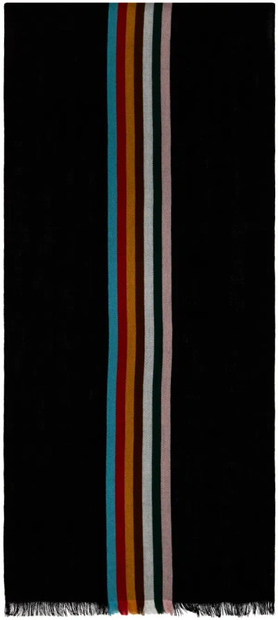 Paul Smith Black Central Stripe Scarf In 79 Blacks