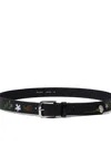 Paul Smith Black Contrast Floral Embroidery Belt