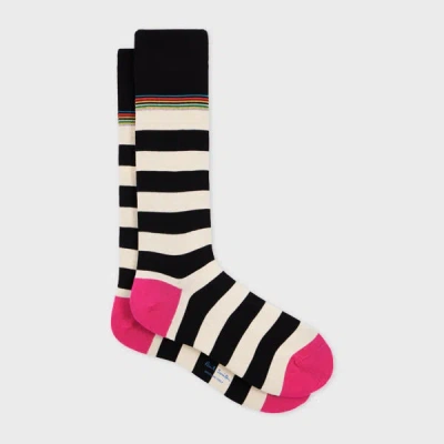Paul Smith Black Contrast 'signature Stripe' Socks In Multi