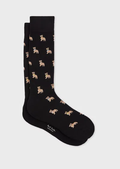 Paul Smith Black Cotton-blend 'bulldog' Socks