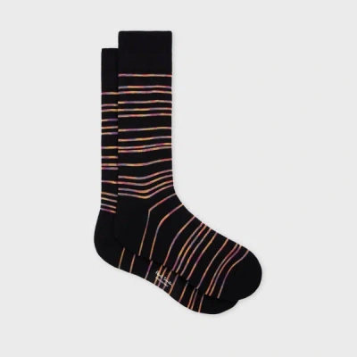 Paul Smith Black Cotton-blend 'pinstripe Signature' Socks