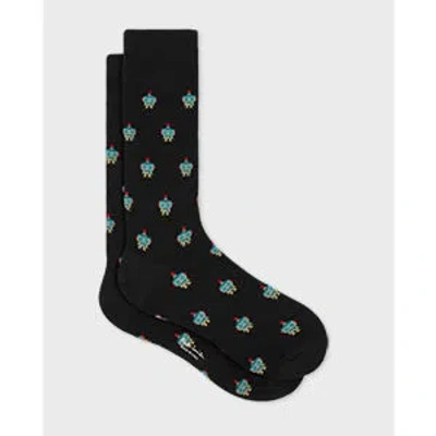 Paul Smith Black Cotton-blend 'robot' Socks