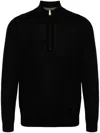 Paul Smith Merino Wool Half-zip Sweater In Black