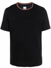 Paul Smith Stripes Logo Collar T-shirt In Black