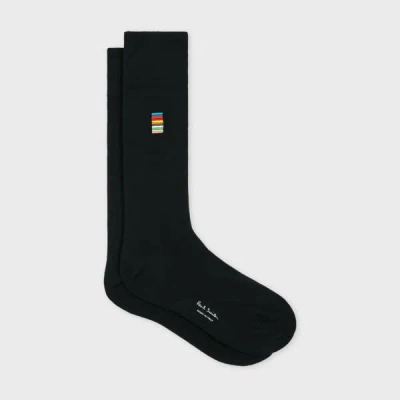 Paul Smith Black Embroidered 'signature Stripe' Socks