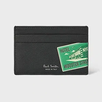 Paul Smith Black 'hotel Stickers' Credit Card Holder