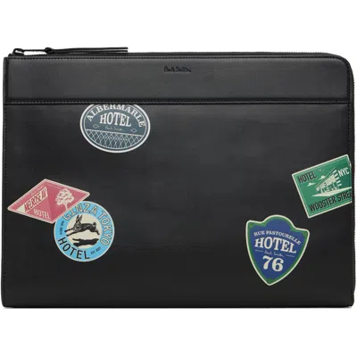 Paul Smith Black 'hotel Stickers' Document Case