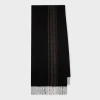 Paul Smith Signature Stripe Fringed Scarf In Black