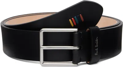 Paul Smith Black Leather 'artist Stripe' Stitch Belt