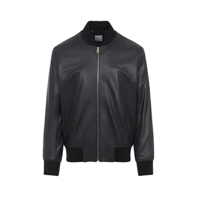 PAUL SMITH PAUL SMITH BLACK LEATHER BOMBER JACKET
