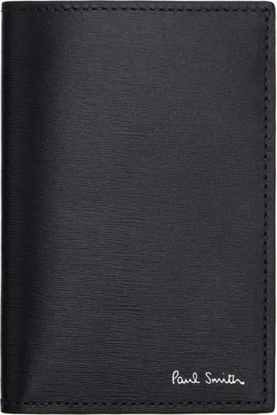 Paul Smith Black Leather Credit Card Wallet In Blue