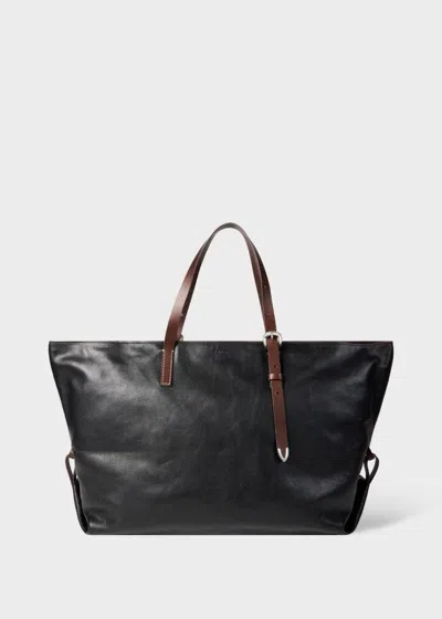 Paul Smith Black Leather Duffle Tote Bag