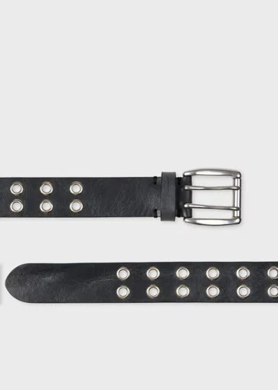 Paul Smith Black Leather Eyelet Belt