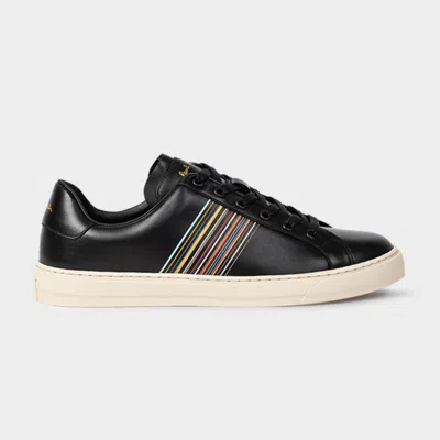 PAUL SMITH BLACK LEATHER 'HANSEN' SNEAKERS
