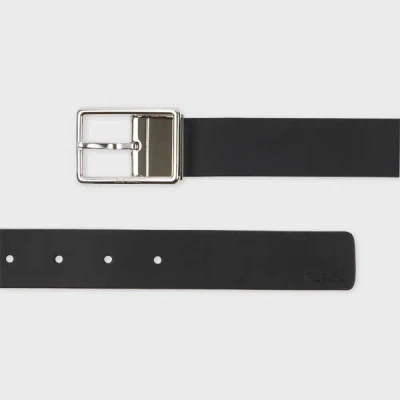 Paul Smith Black Leather Reversible 'signature Stripe' Cut-to-fit Belt Multicolour
