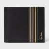 Paul Smith Black Leather Signature Stripe Block Billfold Wallet In Black